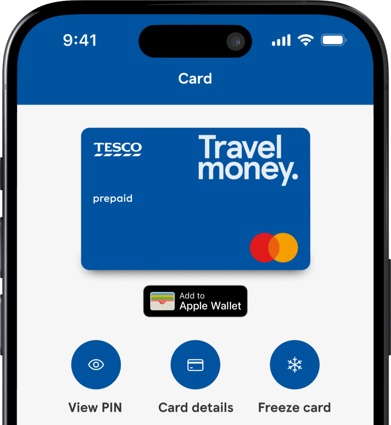 Tesco Travel money digital card on phone